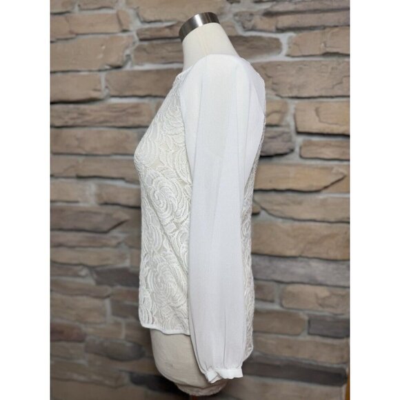Zara Basics White Floral Lace Top Sz Small - Picture 2 of 8